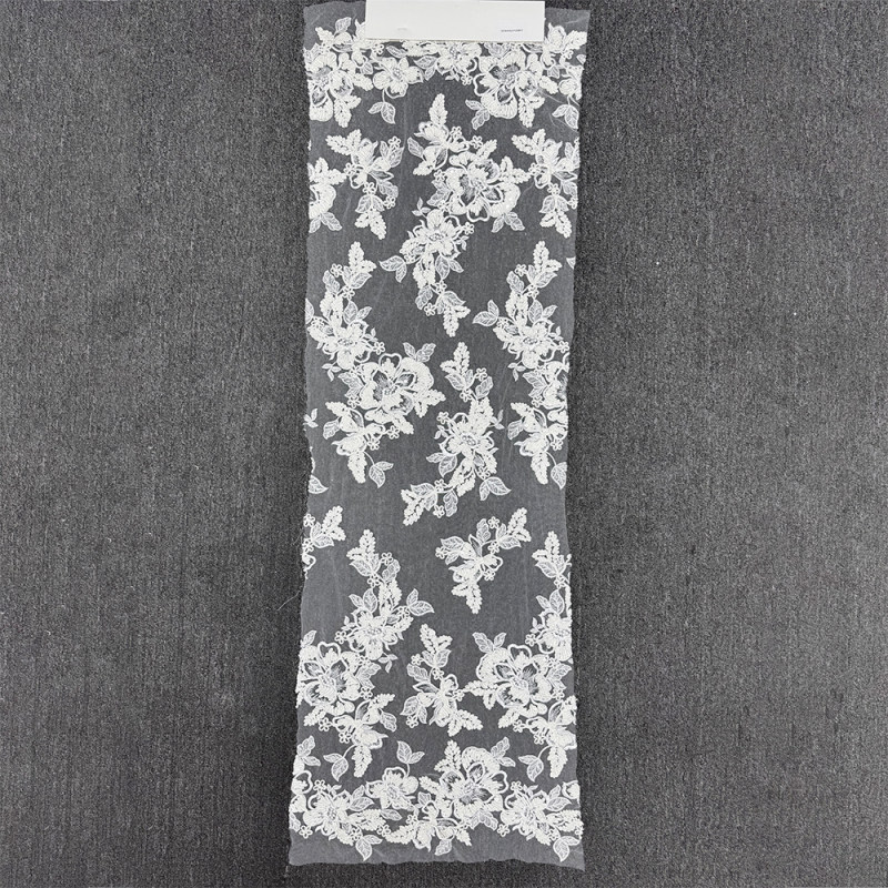 GCW-AGUV120875 | Corded Floral Embroidered Tulle Lace | Subtle Sequin Bridal Mesh